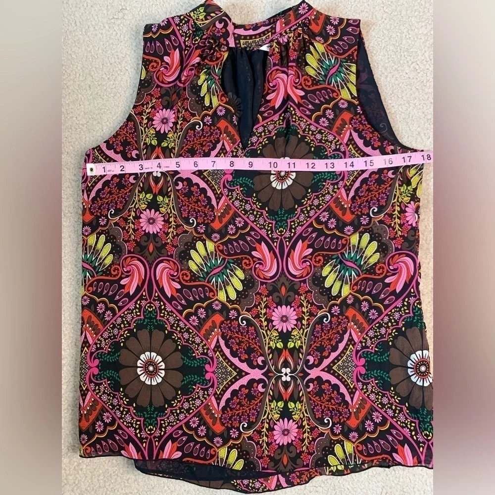 Trina Turk Floral Tank‎ Top Women XS Silk Blend